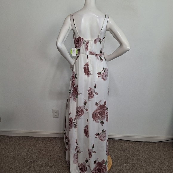Windsor "NEW" Bohemian Floral Chiffon Cottagecore High Low Coquette Maxi Dress L - Picture 6 of 13